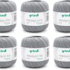Gründl Wolle Häkelgarn 100 aus 100 % Baumwolle, 6 x 100 g Knäuel, Nadelstärke 1,5 - 2, 6, 100 g / 566 m, dünnes Garn zum Häkeln, hellgrau Hot Sale 14