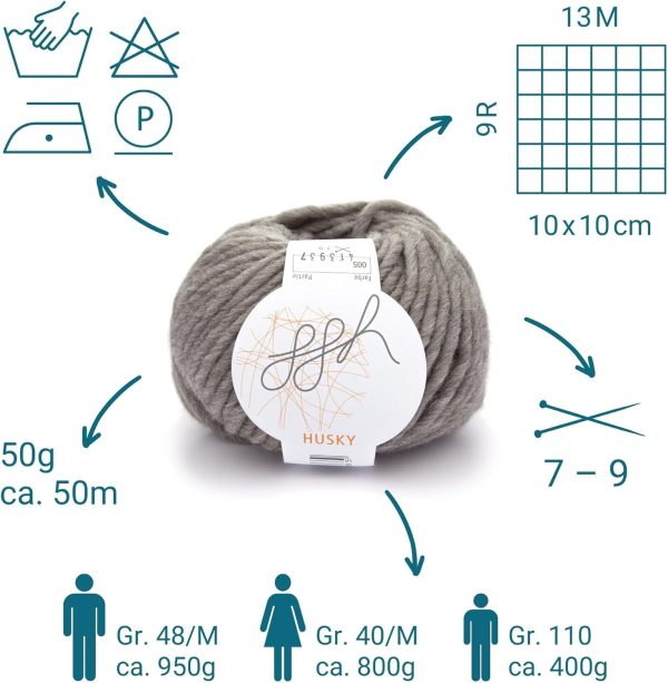 ggh Husky Box - 6 Knäuel - dicke Wolle aus Schurwolle - gegeignet zum Stricken oder Häkeln - Farbe 005 - Feldstein Geschäft 3