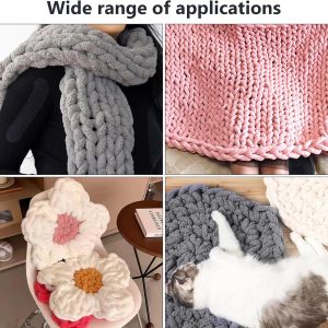Dicke Wolle Garn 500 g(250 g*2) ca.54 m, Grau Chunky Wolle, Super Soft Chenille Chunky Yarn, Grobstrick Weiches Wollgarn, Soft Arm Knitting zum Häkeln Decke, Schals, Mützen, Decken, Zierkissen Antibakterielle Deodorant 13