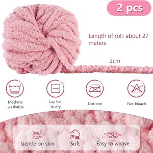 Dicke Wolle Garn 500 g(250 g*2) ca.54 m, Haut Rosa Chunky Wolle, Super Soft Chenille Chunky Yarn, Grobstrick Weiches Wollgarn, Soft Arm Knitting zum Häkeln Decke, Schals, Mützen, Decken, Zierkissen Die Beliebtesten 7