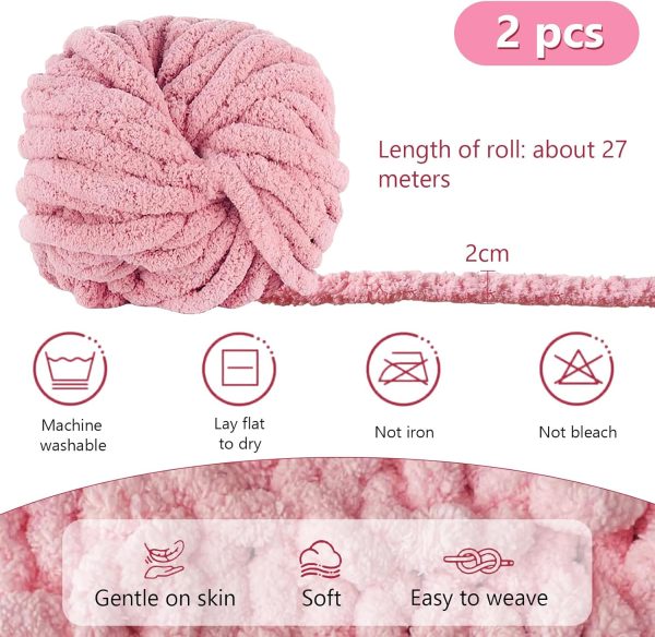Dicke Wolle Garn 500 g(250 g*2) ca.54 m, Haut Rosa Chunky Wolle, Super Soft Chenille Chunky Yarn, Grobstrick Weiches Wollgarn, Soft Arm Knitting zum Häkeln Decke, Schals, Mützen, Decken, Zierkissen Die Beliebtesten 2