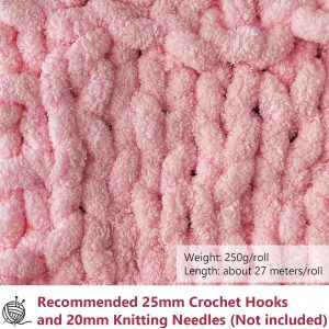 Dicke Wolle Garn 500 g(250 g*2) ca.54 m, Haut Rosa Chunky Wolle, Super Soft Chenille Chunky Yarn, Grobstrick Weiches Wollgarn, Soft Arm Knitting zum Häkeln Decke, Schals, Mützen, Decken, Zierkissen Die Beliebtesten 9