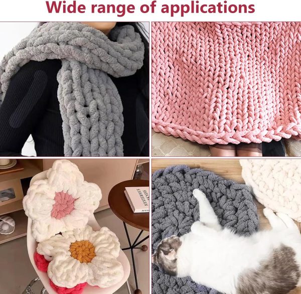 Dicke Wolle Garn 500 g(250 g*2) ca.54 m, Haut Rosa Chunky Wolle, Super Soft Chenille Chunky Yarn, Grobstrick Weiches Wollgarn, Soft Arm Knitting zum Häkeln Decke, Schals, Mützen, Decken, Zierkissen Die Beliebtesten 5