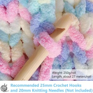 Dicke Wolle Garn 500 g(250 g*2) ca.54 m, Bunt Chunky Wolle, Super Soft Chenille Chunky Yarn, Grobstrick Weiches Wollgarn, Soft Arm Knitting zum Häkeln Decke, Schals, Mützen, Decken, Zierkissen Einkaufen Günstige 10