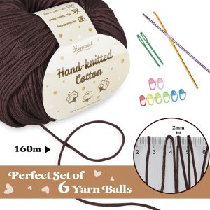Homewit Wolle zum Häkeln und Stricken 6 x 50g/165m Strickgarn, 100% Baumwollgarn zum Häkeln,Crochet Yarn für Häkeln Stricken und Handwerk-Braun günstig kaufen online 10